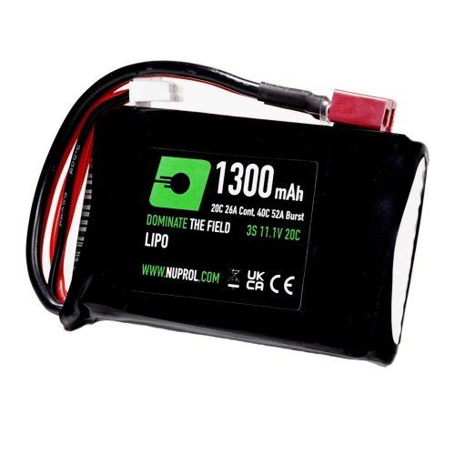 Nuprol Power 1300mah 11.1V 20C LiPo PEQ Box Battery - Deans