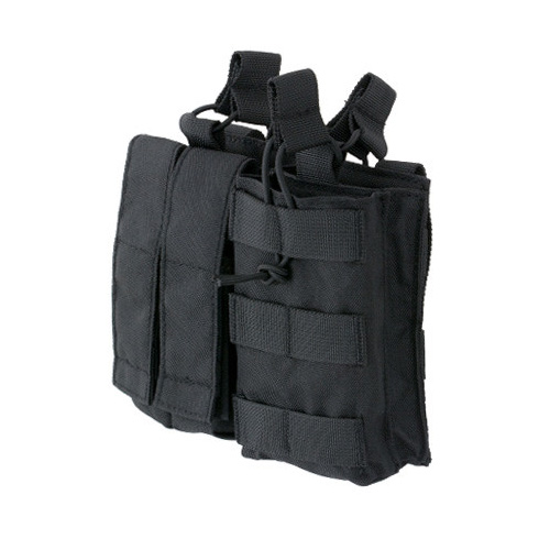 8Fields Double M4 Magazine & Double Pistol Magazine MOLLE Pouch - Black