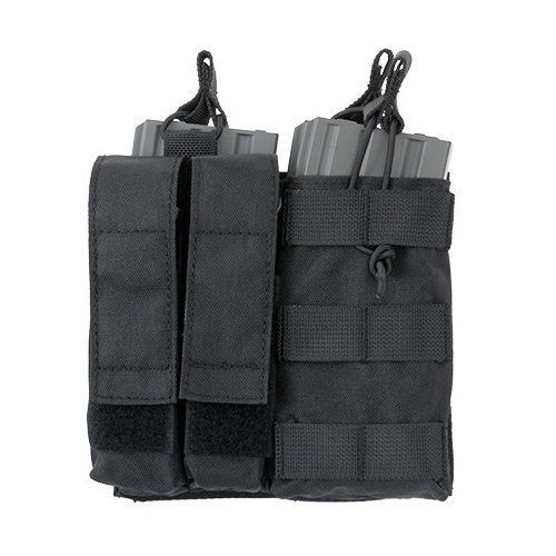 8Fields Double M4 Magazine & Double Pistol Magazine MOLLE Pouch - Black