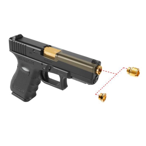 LayLax NINE BALL Tokyo Marui Glock 19 Non-Recoiling 2 Way Fixed Outer Barrel - Gold