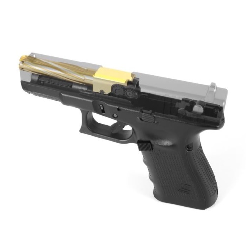 LayLax NINE BALL Tokyo Marui Glock 19 Non-Recoiling Fixed Twisted Outer Barrel - Silver