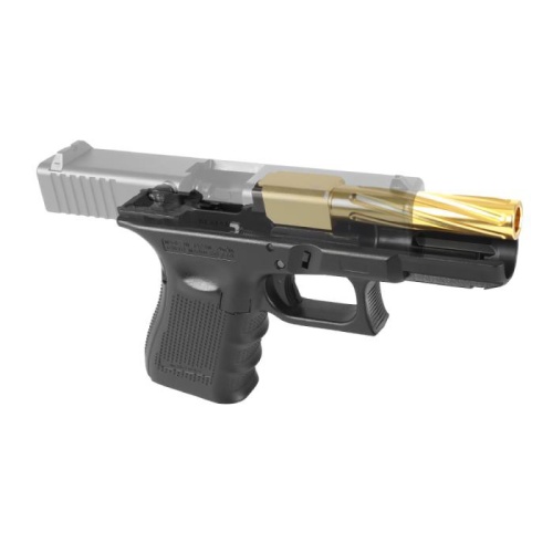 LayLax NINE BALL Tokyo Marui Glock 19 Non-Recoiling Fixed Twisted Outer Barrel - Titanium